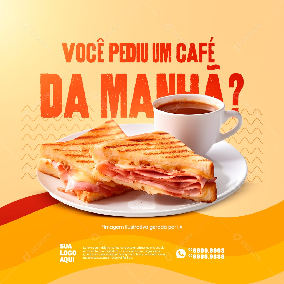 Lanchonete Você Pediu um Café da Manhã Social Media PSD Editável