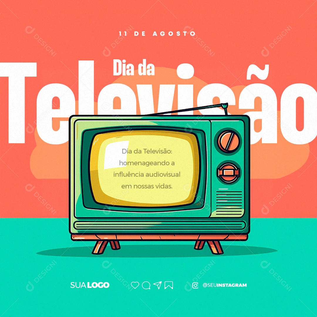 Dia da Televisão Homenageando a Influência Audiovisual Social Media PSD Editável