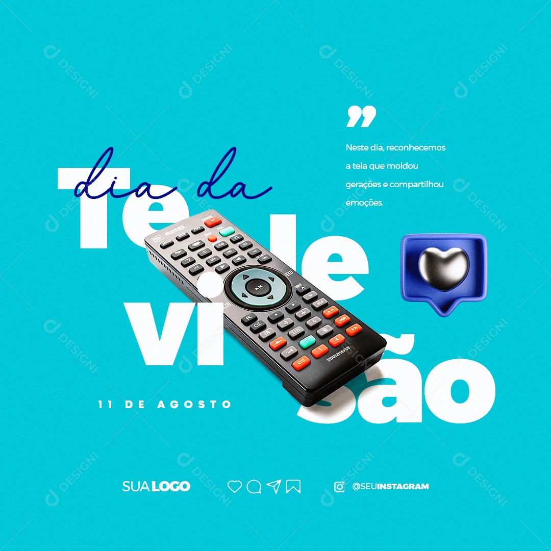 Dia da Televisão 11 de Agosto Social Media PSD Editável