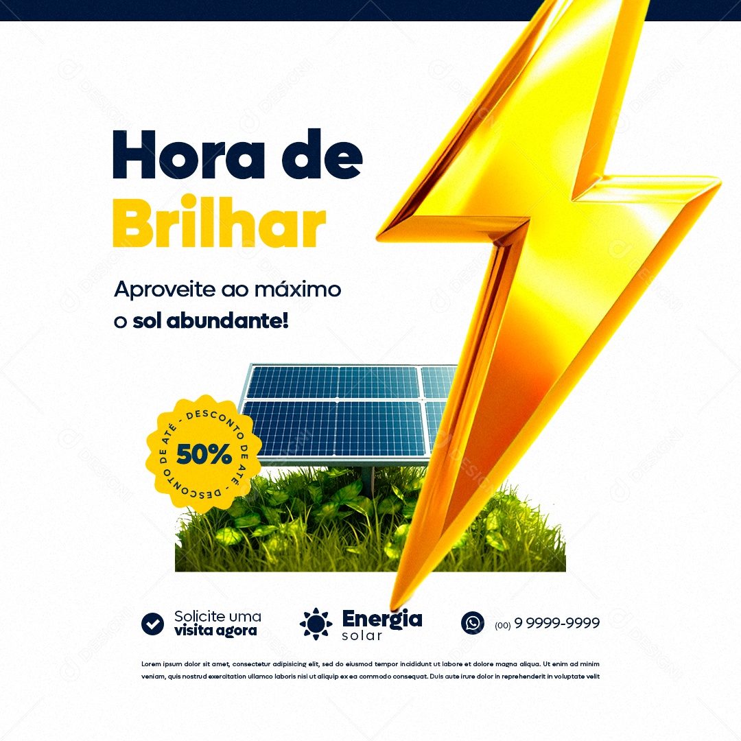 Energia Solar Hora de Brilhar Aproveite ao Máximo o Sol Abundante Social Media PSD Editável