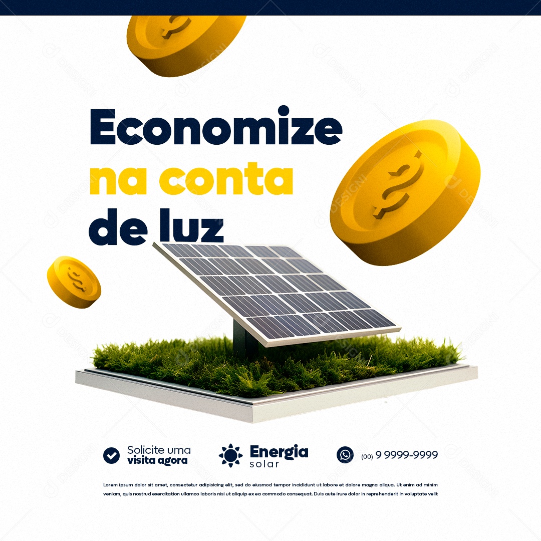 Energia Solar Economize na Conta de Luz Social Media PSD Editável