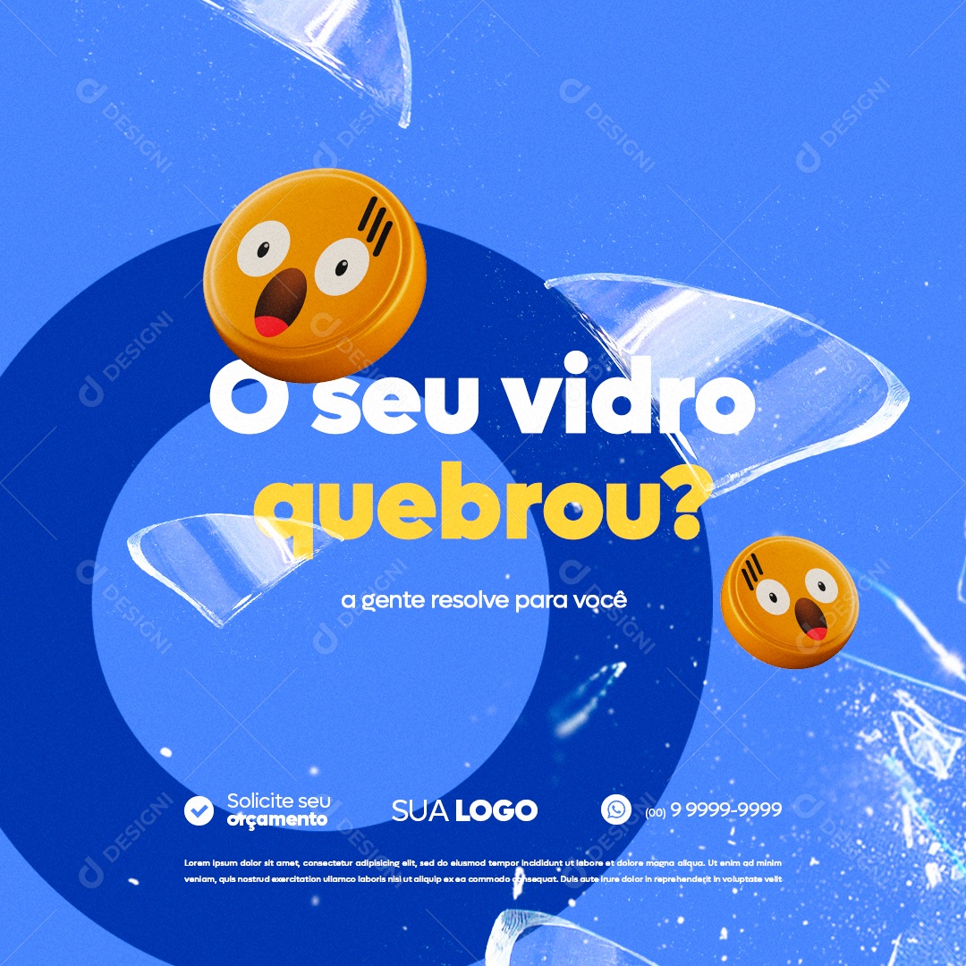 Vidraçaria O seu Vidro Quebrou Social Media PSD Editável