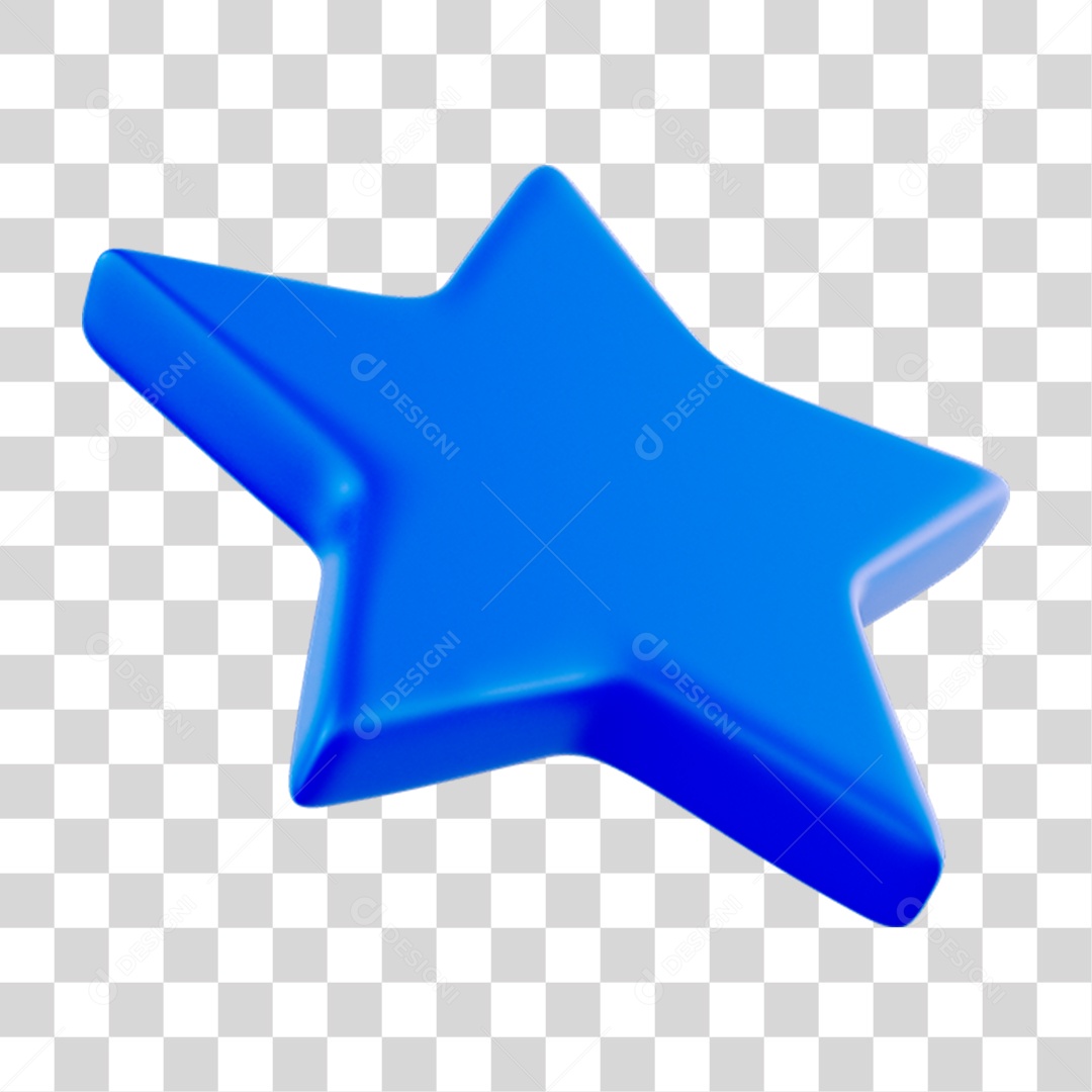 Elemento 3D Estrela Azul para Composição PNG Transparente