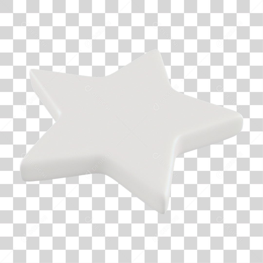 Elemento 3D Estrela Branca para Composição PNG Transparente