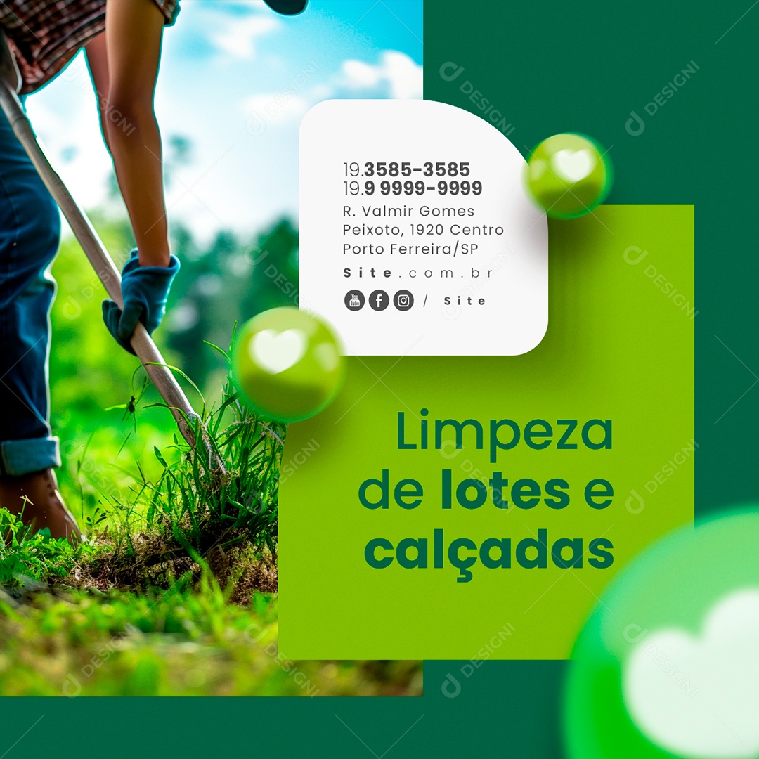 Jardineiro Limpeza de Lotes e Calçadas Social Media PSD Editável