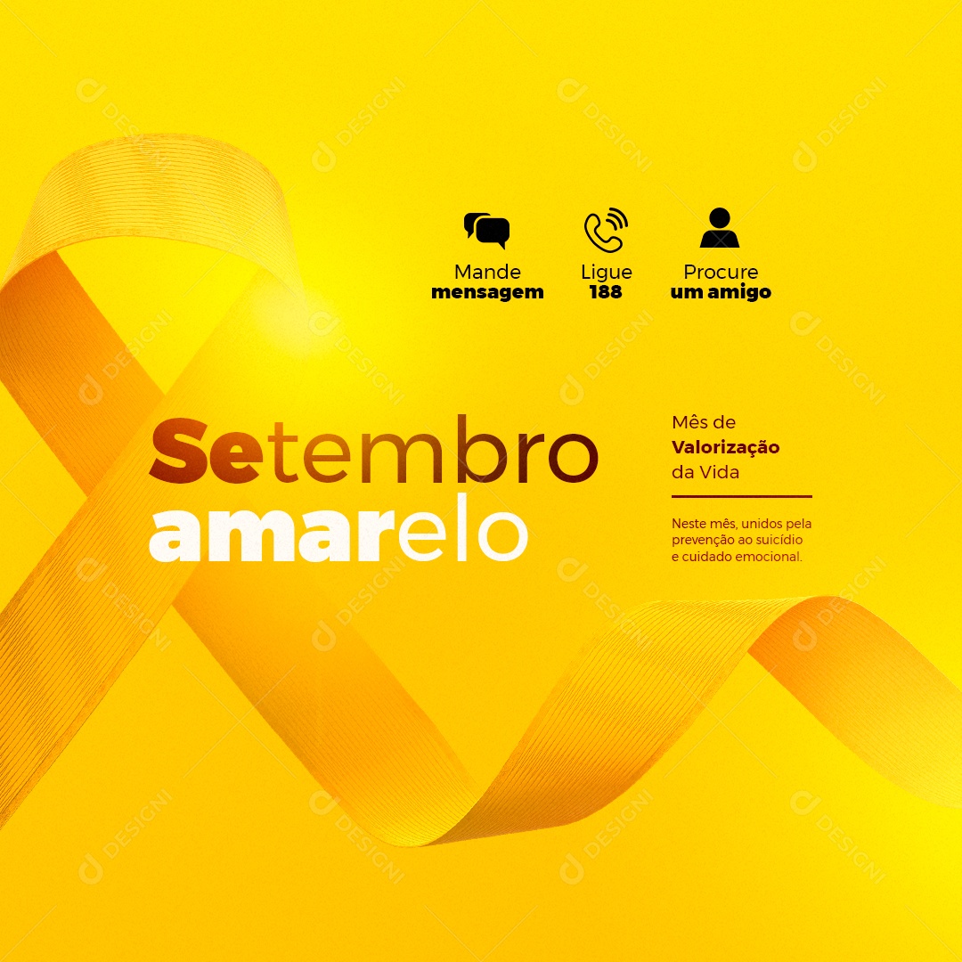 Setembro Amarelo Unidos pela Prevenção ao Suicídio Social Media PSD Editável