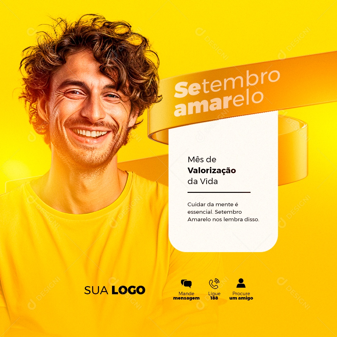 Setembro Amarelo Mês de Valorização da Vida Social Media PSD Editável