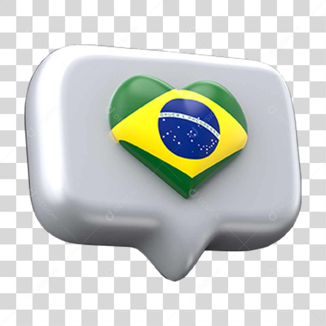 Elemento 3D Emoji Amei Coração Bandeira do Brasil PNG Transparente [download]  - Designi