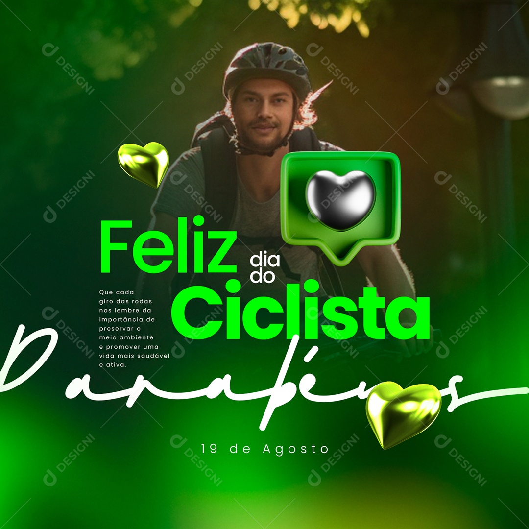 Feliz Dia do Ciclista 19 de Agosto Social Media PSD Editável