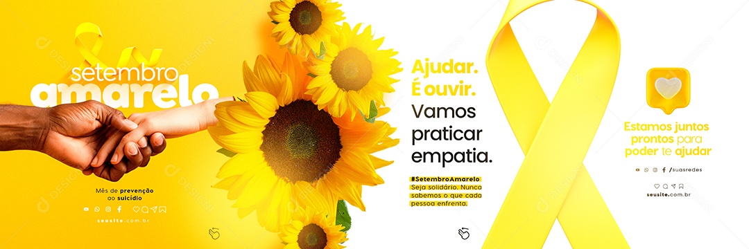 Carrossel Setembro Amarelo Ajudar é Ouvir Social Media PSD Editável