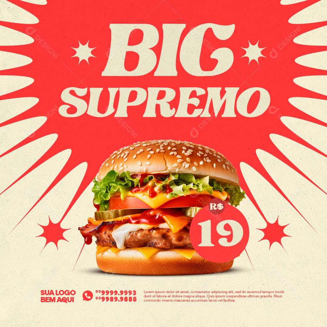 Big Supremo Hamburgueria Social Media PSD Editável