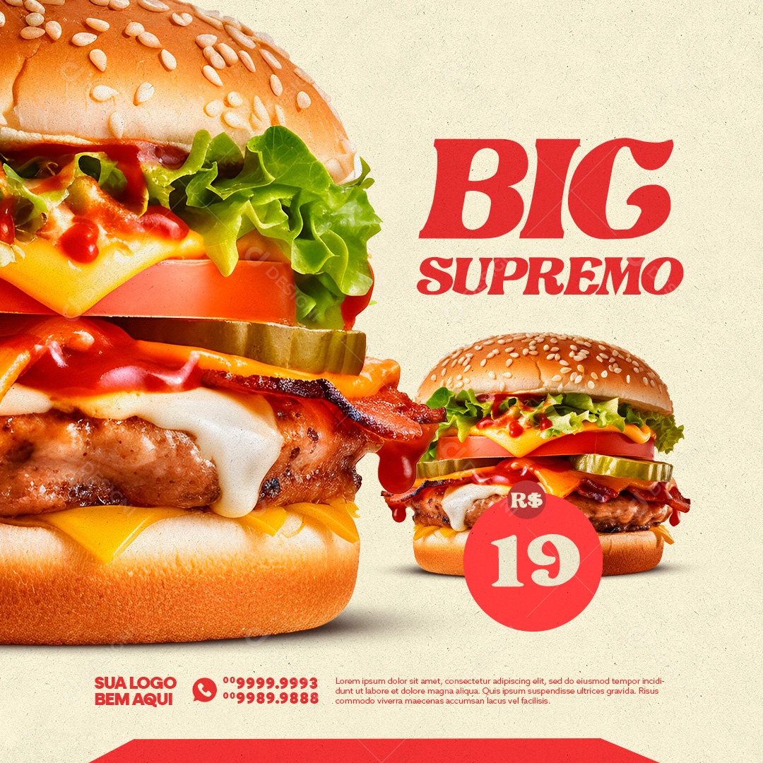 Big Supremo Hamburgueria Social Media PSD Editável