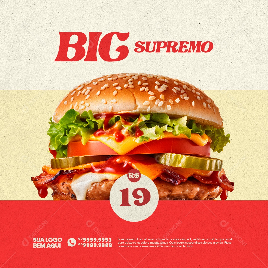 Big Supremo Hamburgueria Social Media PSD Editável