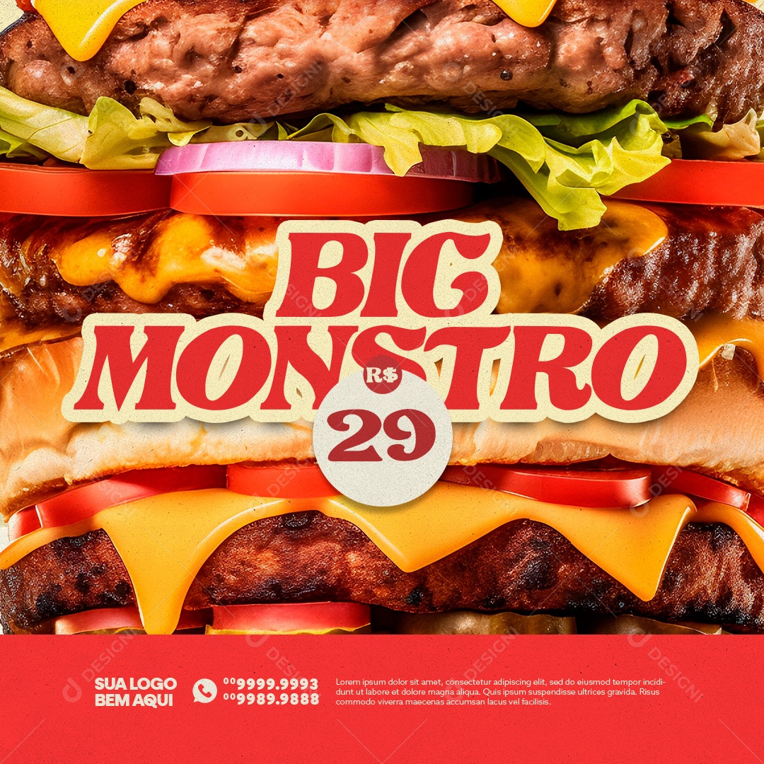 Big Mostro Hambúrguer Hamburgueria Social Media PSD Editável