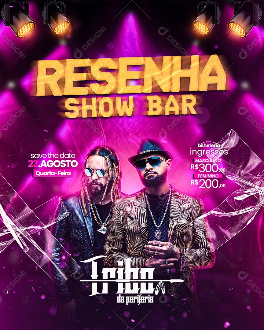 Flyer Resenha Show Bar Tribo da Periferia Social Media PSD Editável