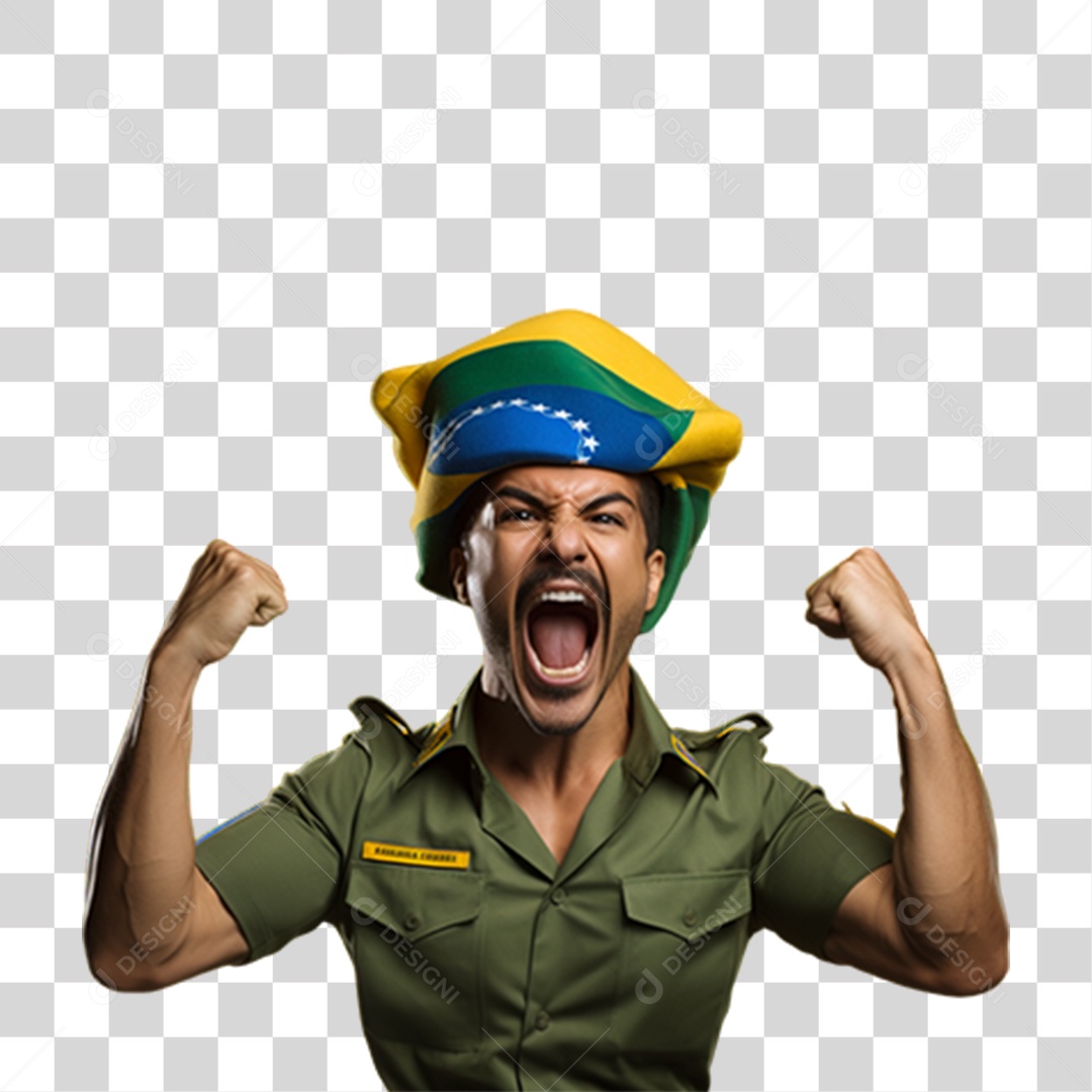 Man Shouting at the Brazilian Flag September 7th Brazilian Independence Day Transparent PNG