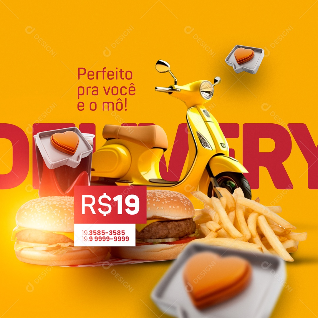 Hamburgueria Delivery Perfeito pra Você e o Mô Social Media PSD Editável