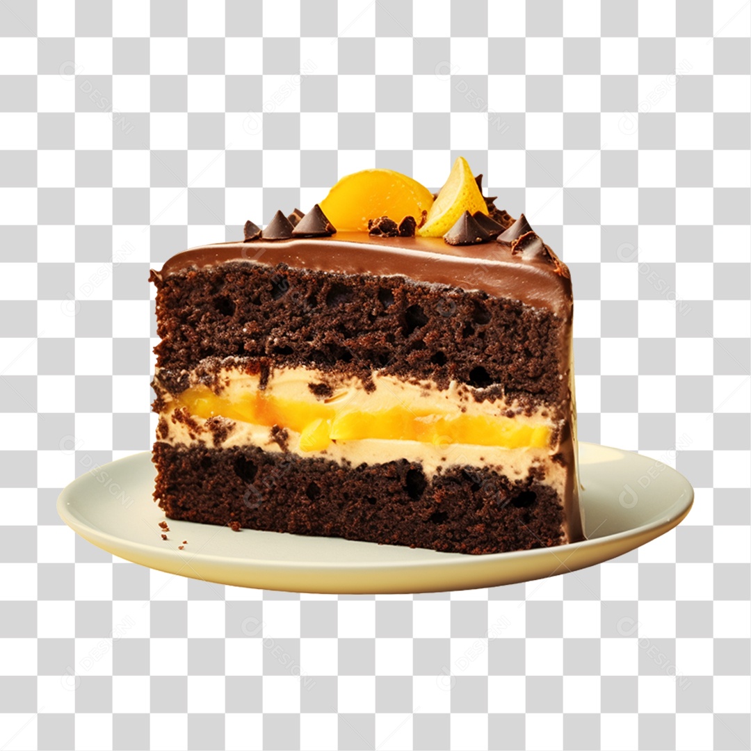 Fatia de Bolo de Chocolate PNG Transparente