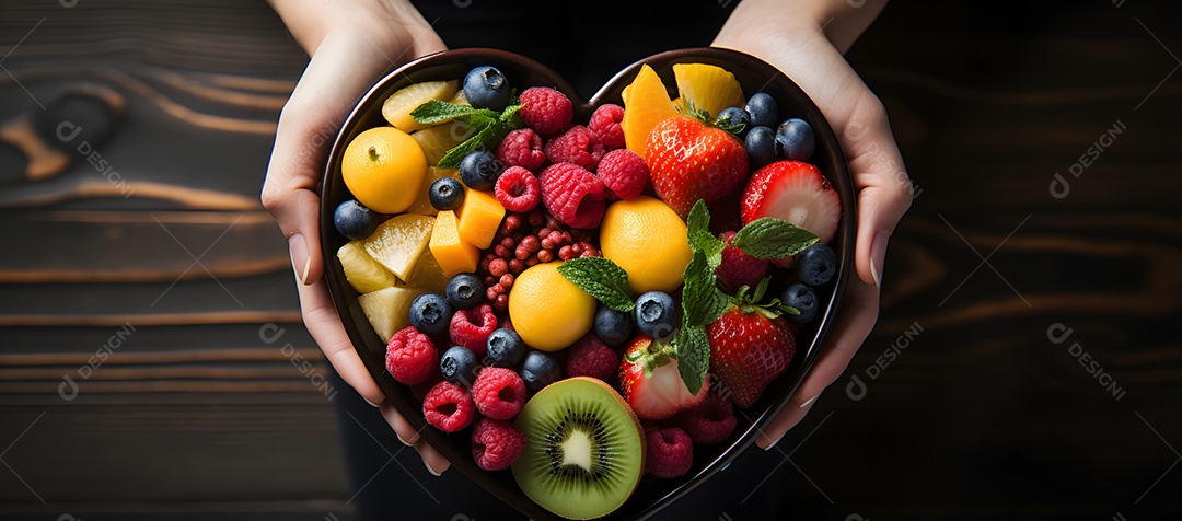 Tigela com deliciosas frutas saudáveis