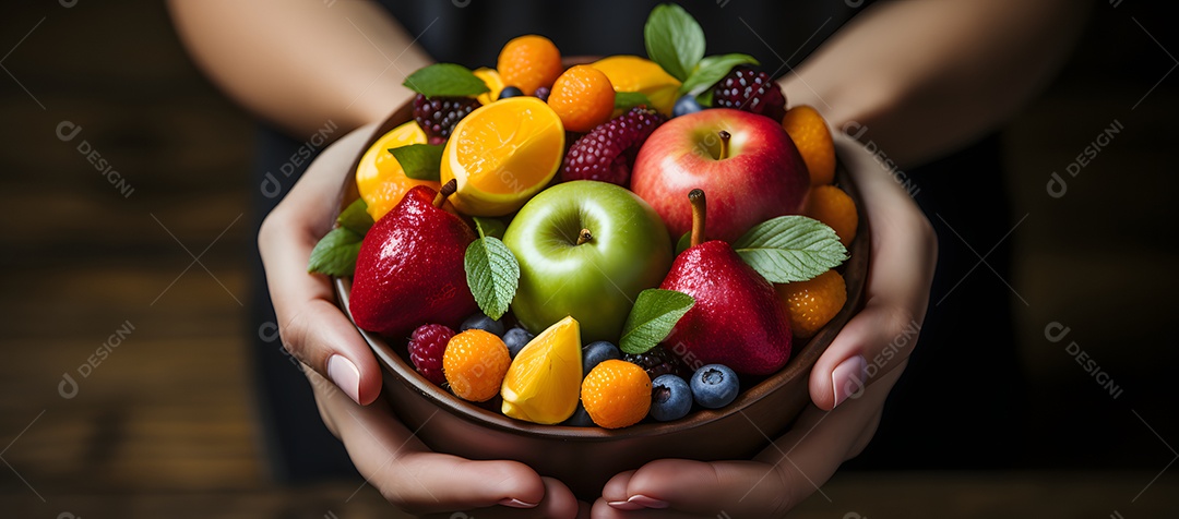 Tigela com deliciosas frutas saudáveis