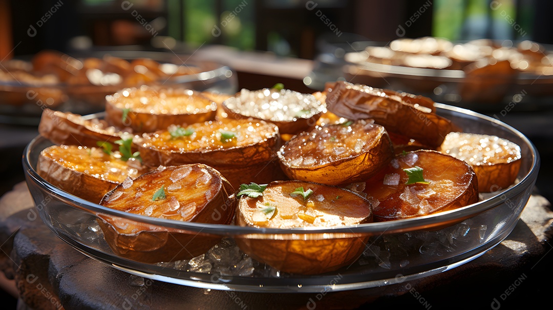 Tigela com deliciosas rabanadas com calda