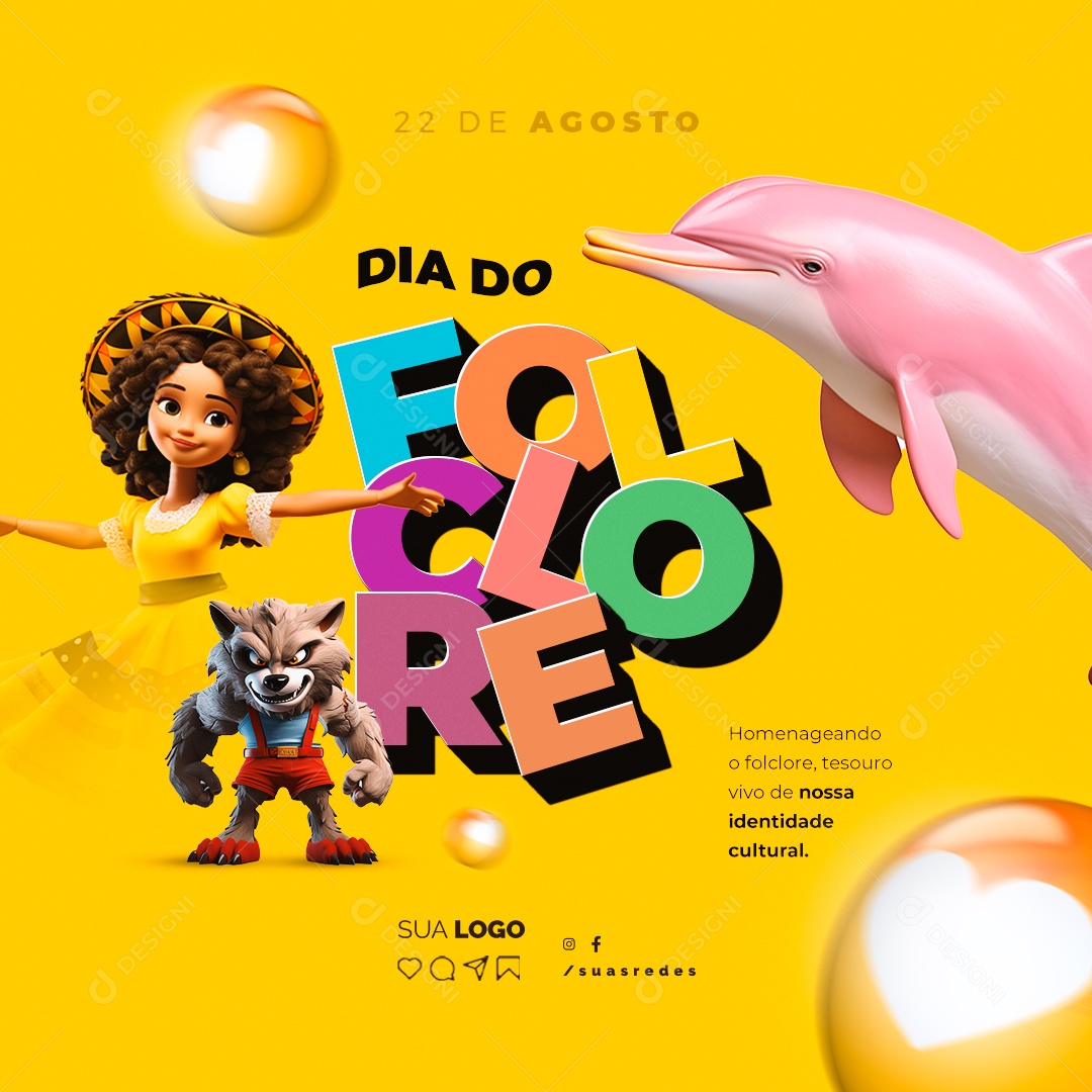 Dia do Folclore Homenageando o Tesouro Vivo de Nossa Identidade Social Media PSD Editável