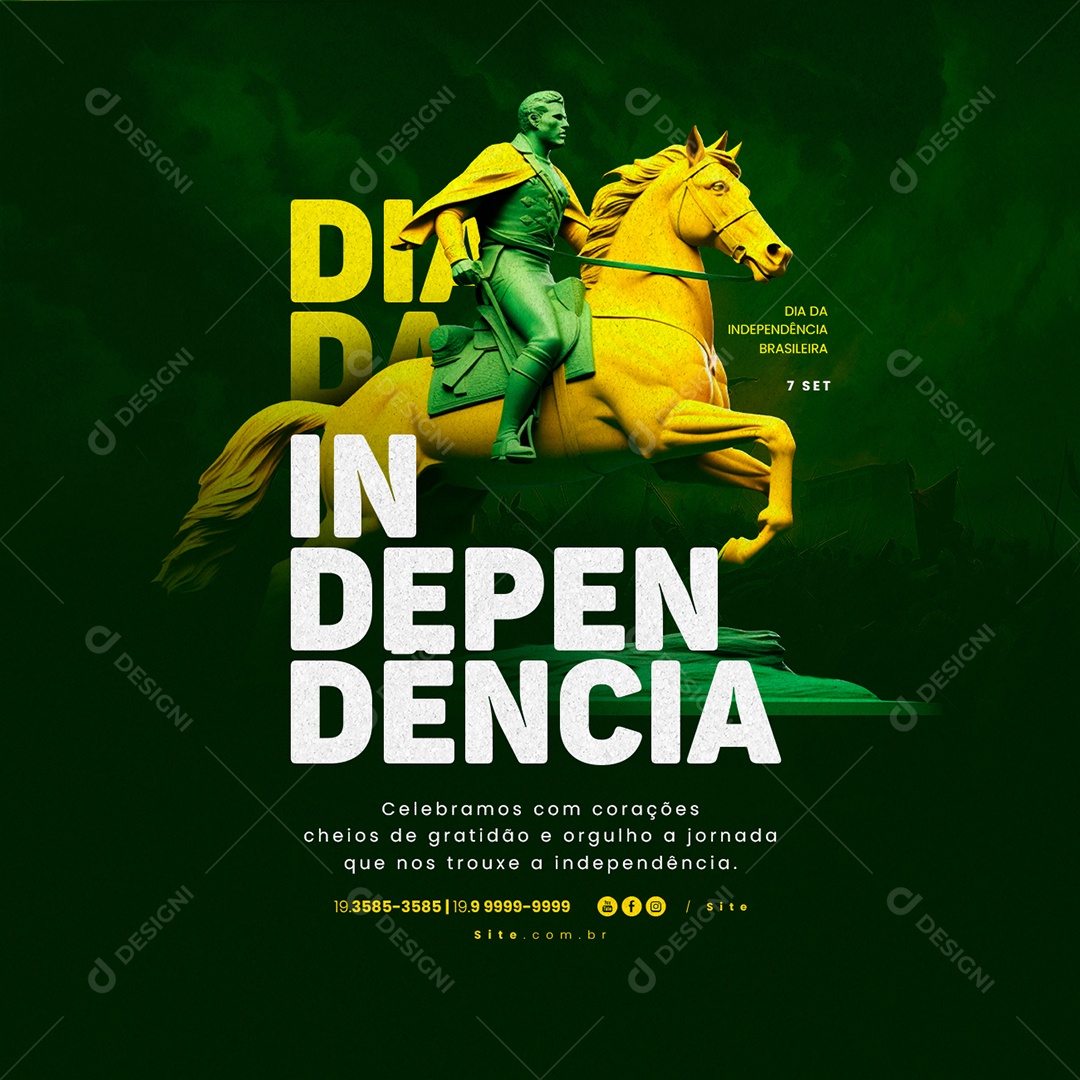 Brazilian Independence Day Celebrated with Hearts Social Media Editable PSD