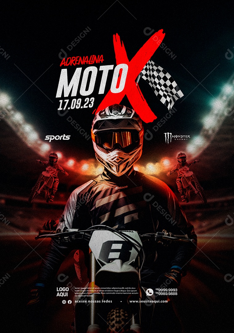 Motocross Adrenalina Moto X Social Media PSD Editable