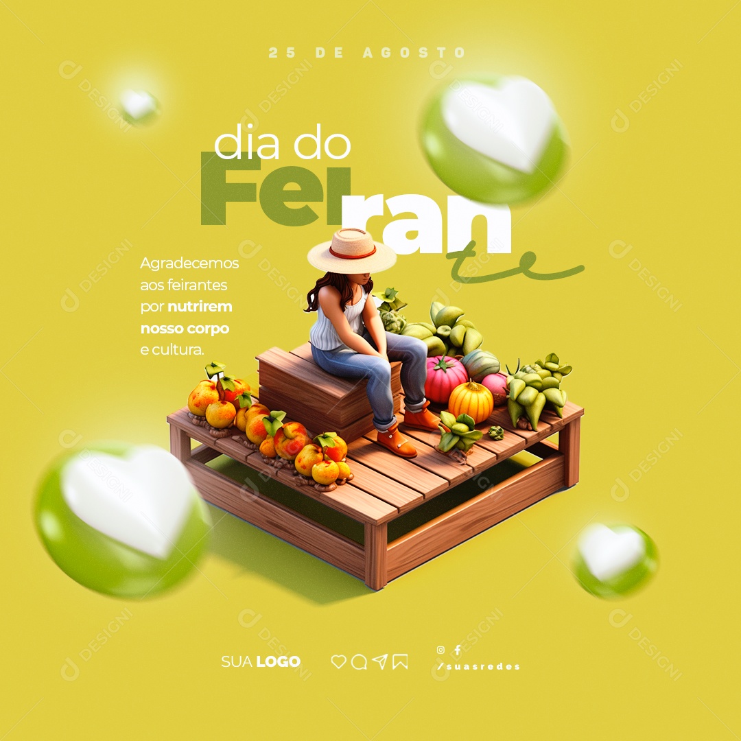 Dia do Feirante Agradecemos aos Feirantes Social Media PSD Editável