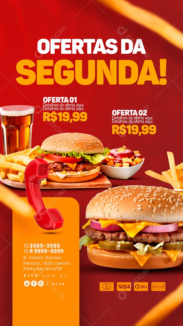 Story Hamburgueria Ofertas da Segunda Social Media PSD Editável