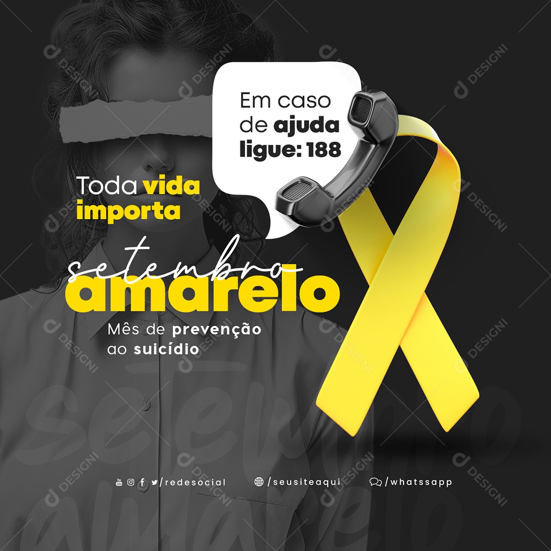 Setembro Amarelo Toda Vida Importa Social Media PSD Editável