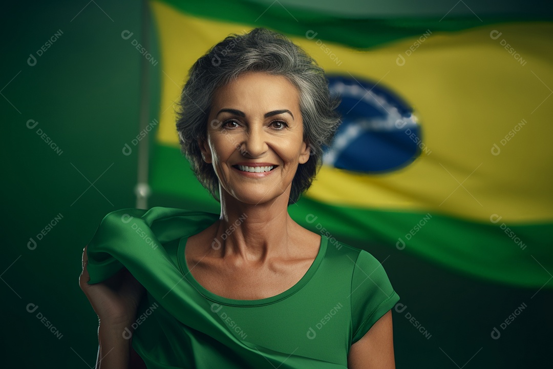 Mulher sorridente em comemoração do 7 de setembro