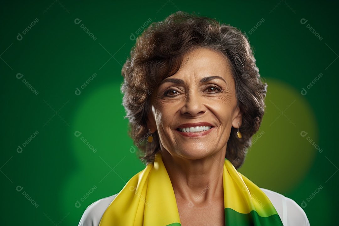 Mulher sorridente em comemoração do 7 de setembro