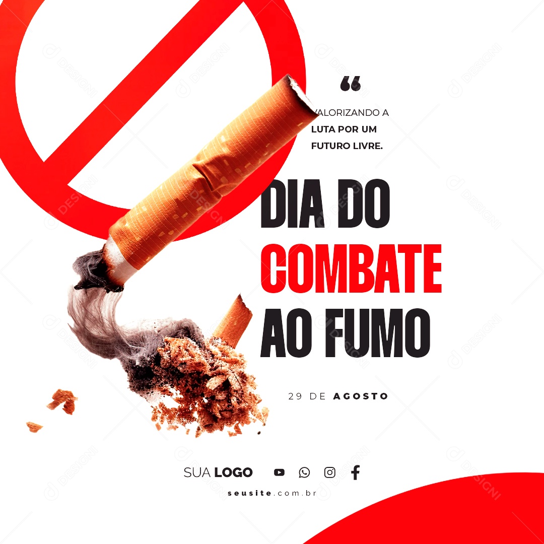 Dia do Combate ao Fumo 29 de Agosto Social Media PSD Editável