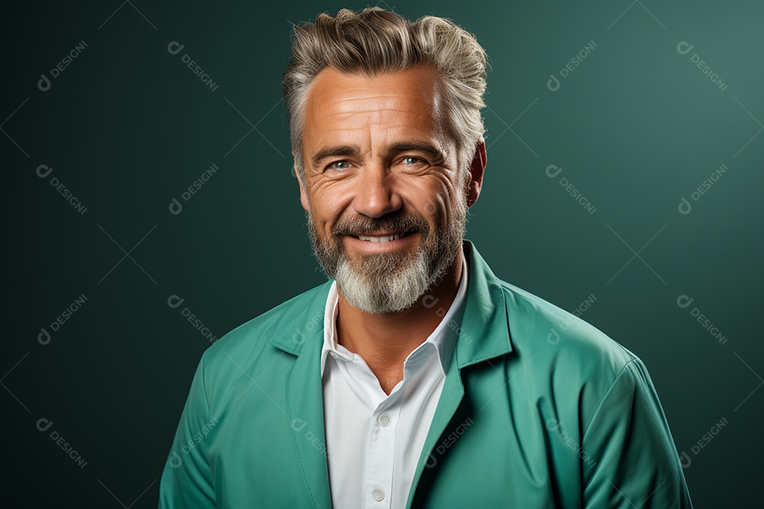 Homem nutricionista sorridente em fundo verde