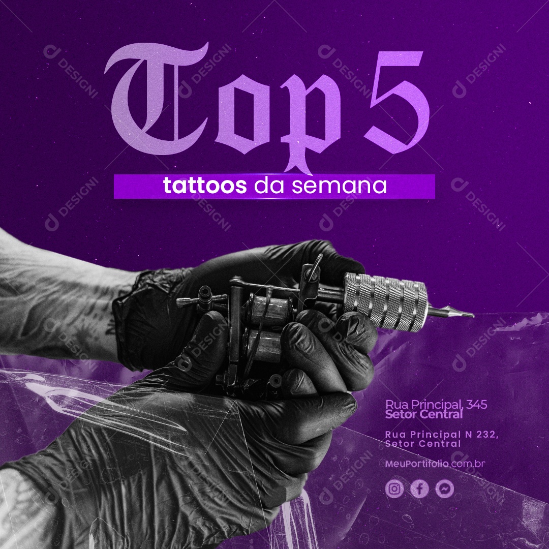 Tatuagem Top 5 Tattos da Semana Social Media PSD Editável