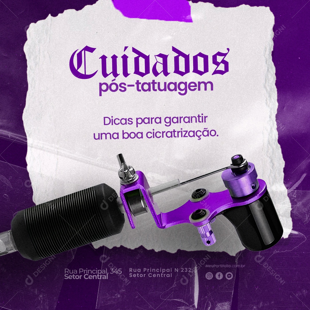 Cuidados pós Tatuagem Social Media PSD Editável