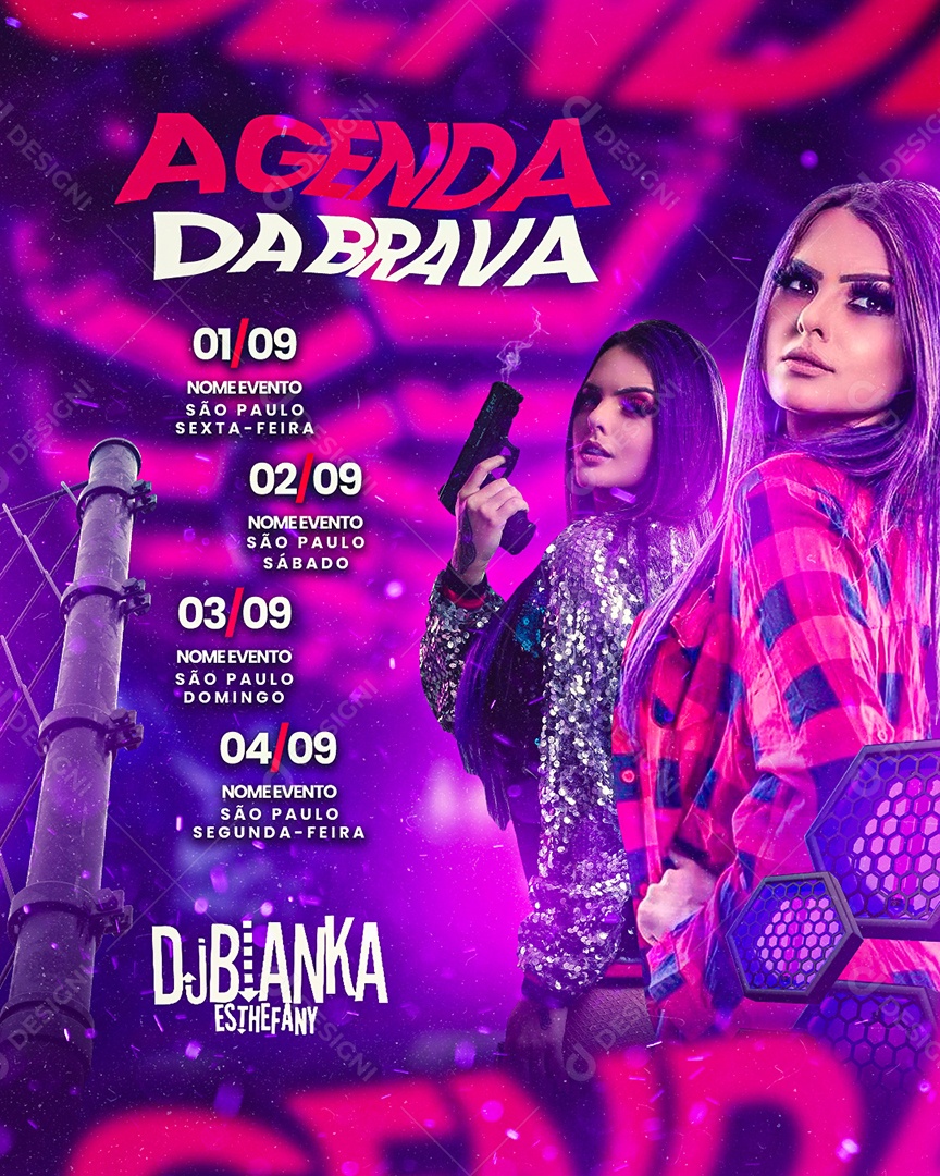 Flyer DJ Bianka Esthefany Agenda Da Brava Social Media PSD Editável