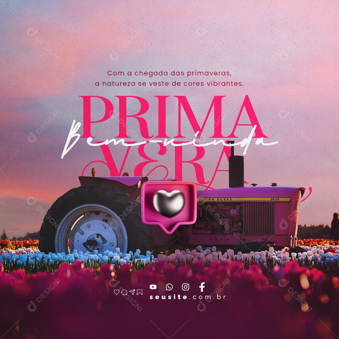 Bem Vinda Primavera a Natureza se Veste de Cores Vibrantes Social Media PSD Editável