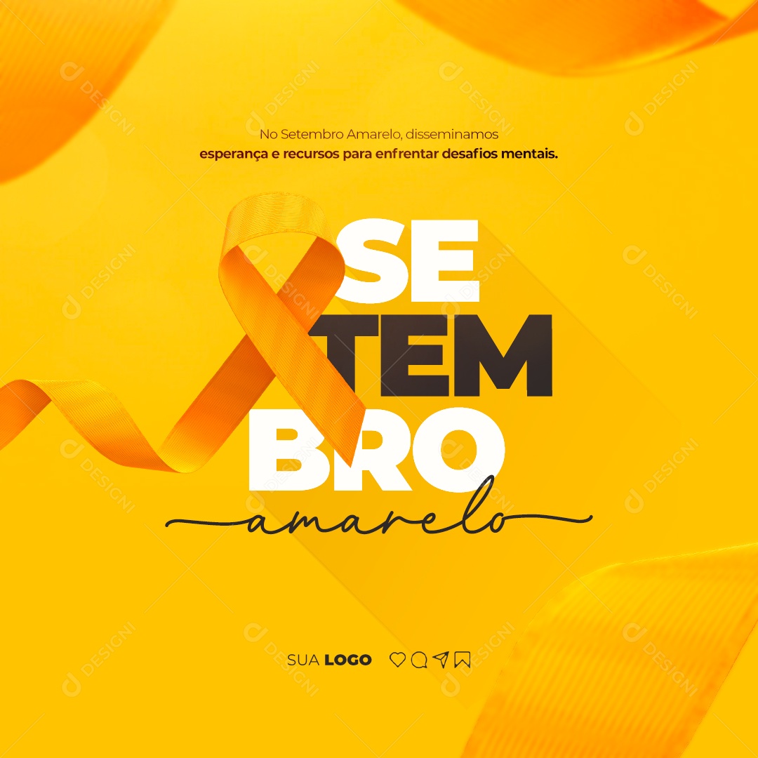 Setembro Amarelo Dissemos Esperança e Recursos para Enfrentar Desafios Social Media PSD Editável