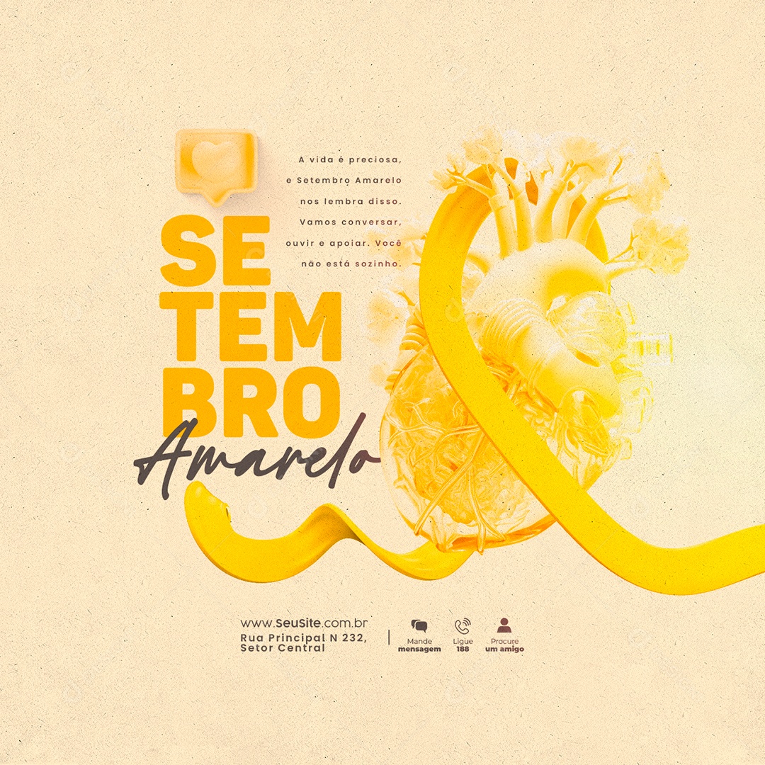 Setembro Amarelo A Vida é Preciosa Social Media PSD Editável