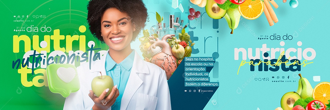 Carrossel Dia Do Nutricionista Parabéns 31 de Agosto Social Media PSD Editável