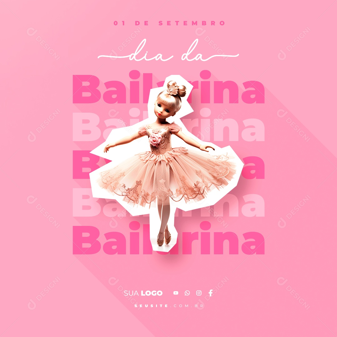 Social Media Ballerina's Day September 1st Editable PSD