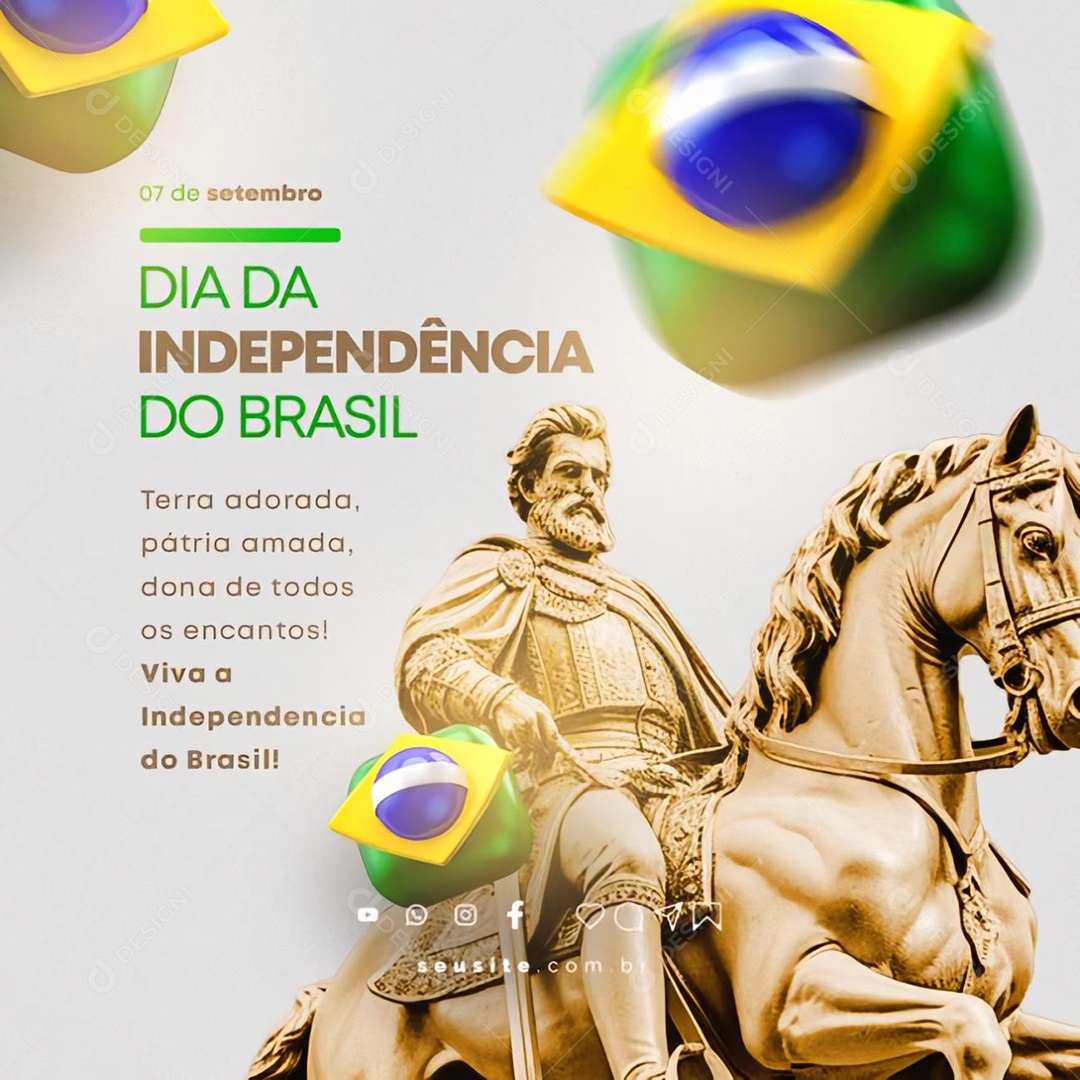 Dia Da Independência do Brasil Terra Adorada Pátria Amada Social Media PSD Editável