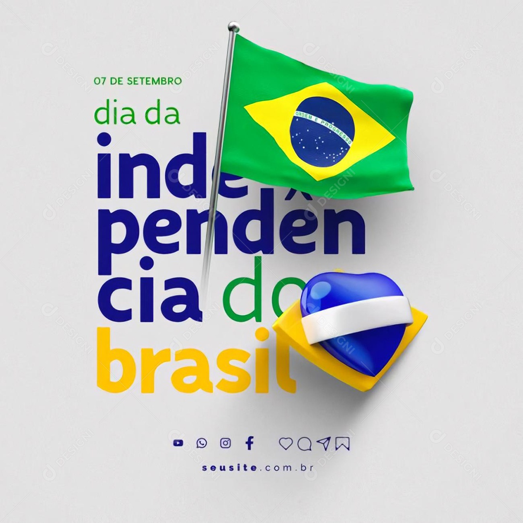 Dia da Independência do Brasil 07 de Setembro Social Media PSD Editável