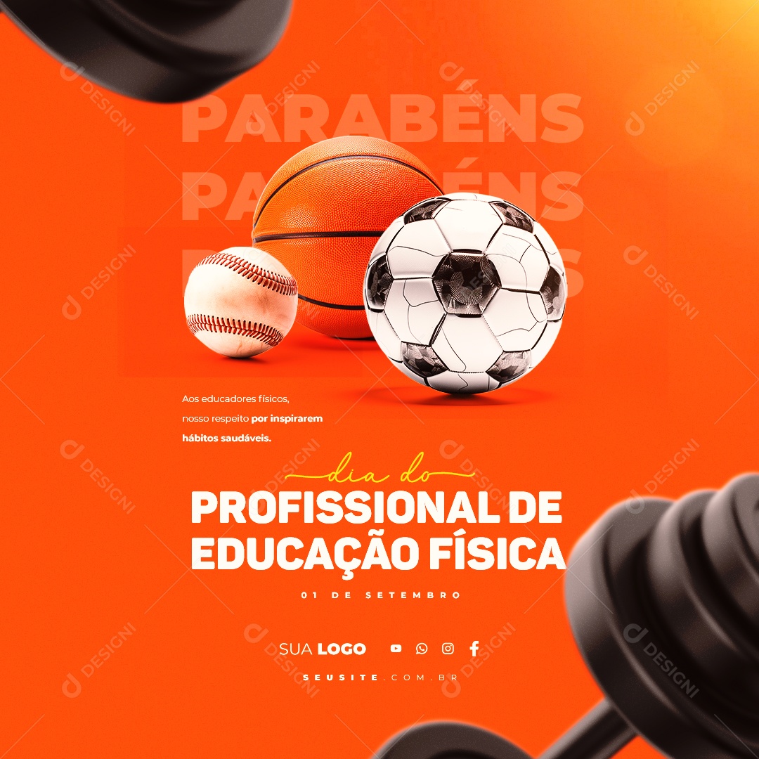 Dia do Profissional de Educação Física 01 de Setembro Social Media PSD Editável