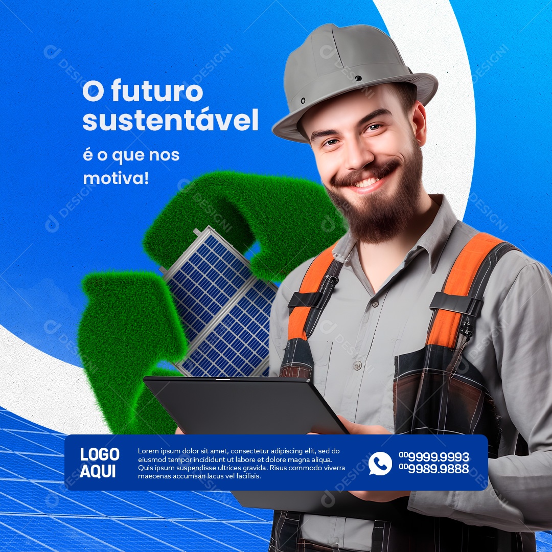 Energia Solar O Futuro Sustentável é o que nos Motiva Social Media PSD Editável