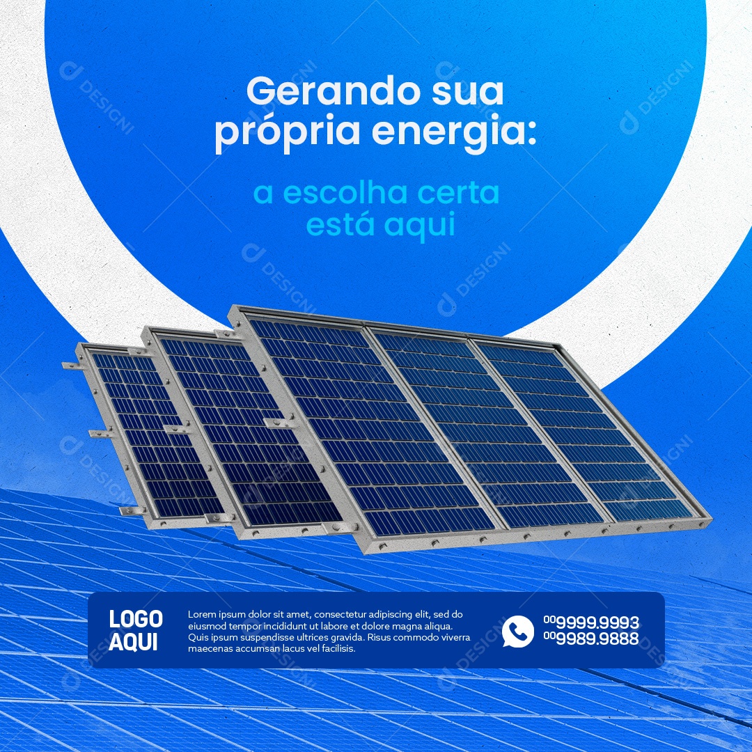 Energia Solar Gerando sua Própria Energia a Escolha Certa Está Aqui Social Media PSD Editável