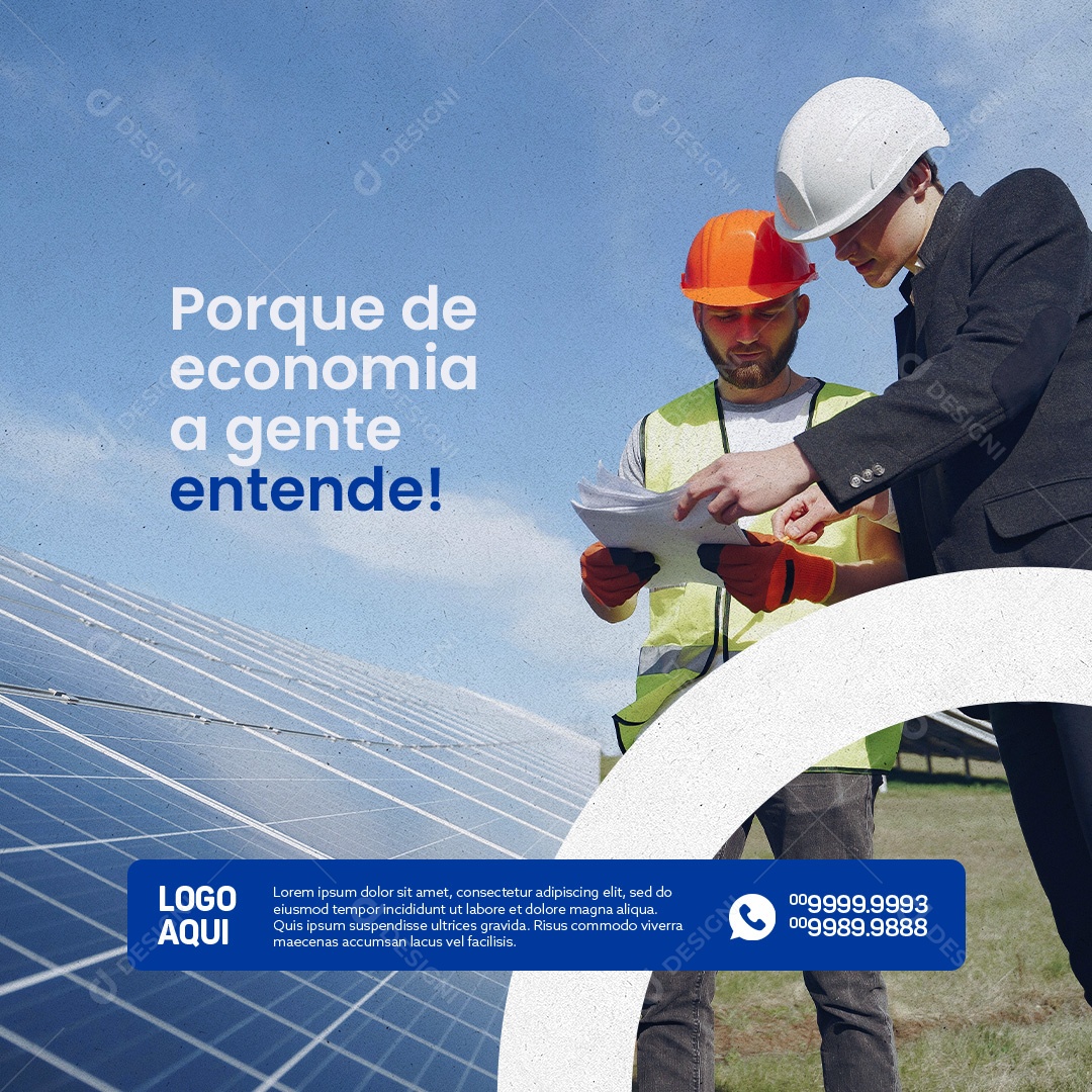 Energia Solar Porque de Economia a Gente Entende Social Media PSD Editável