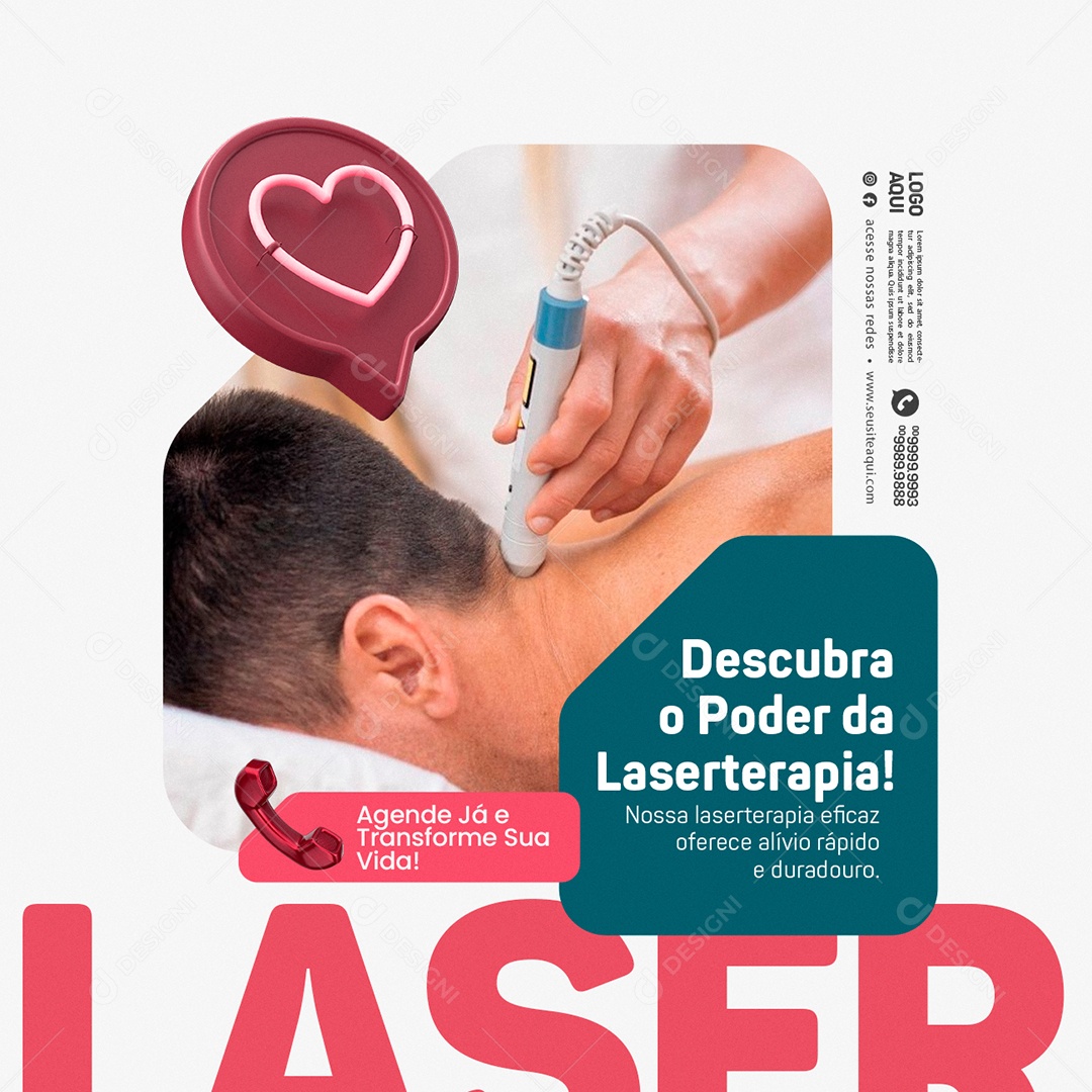 Clínica Laser Terapia Descubra o Poder da Laserterapia Social Media PSD Editável